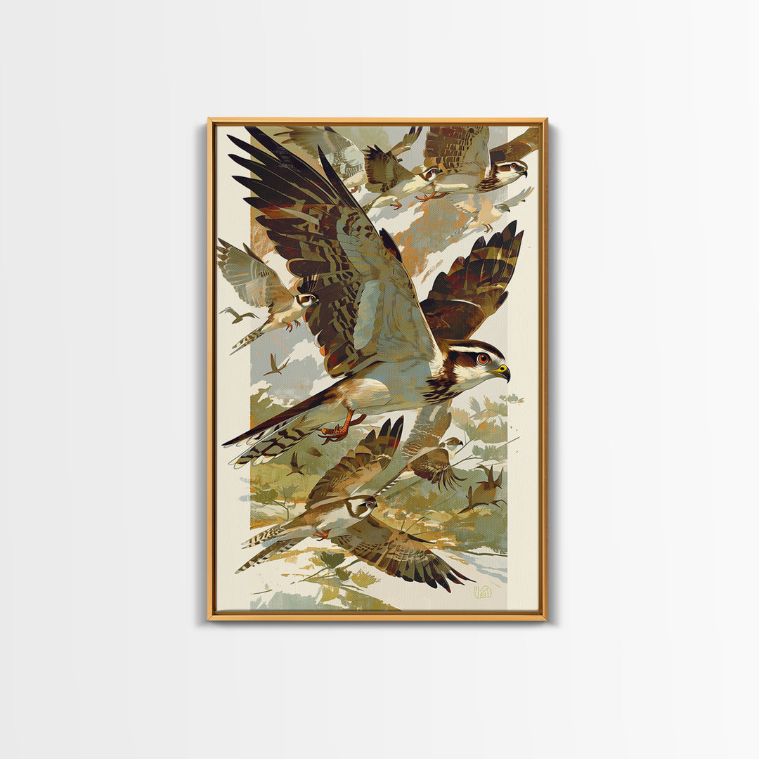 Minimal Birds in Flight over an Open Framed Canvas Print, General Fine Art, Art Prints, Living Room Decor, Fine Art, GEN-2x3-78