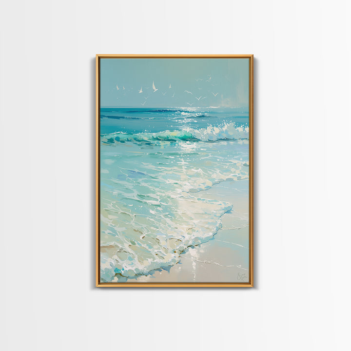 Coastal Water Study Framed Canvas Print, General Fine Art, Wall Hanging, Living Room Decor, Fine Art, Statement Artwork, GEN-2x3-85