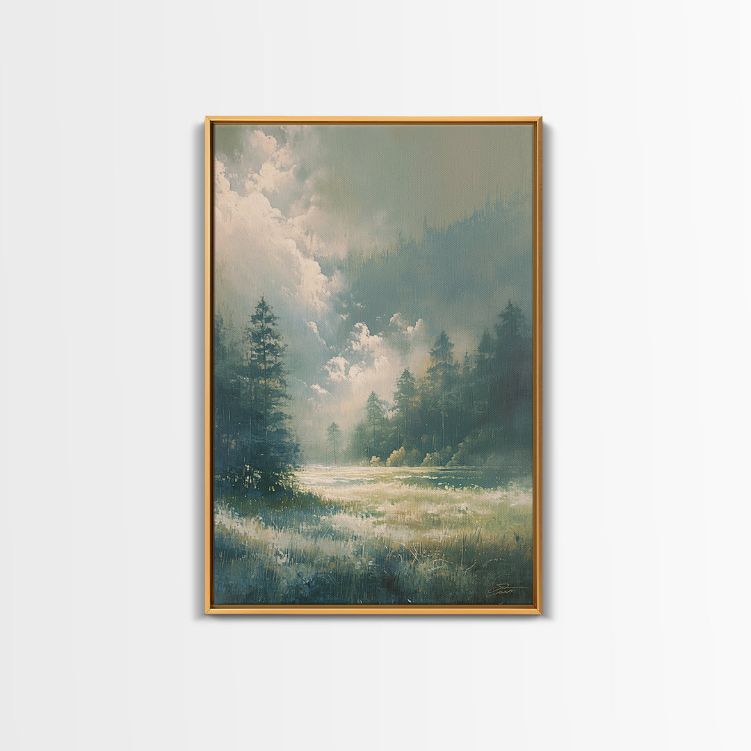 Sunlit Meadow with Loose Impressionist Brushwork Canvas Print, General Fine Art, Printable Wall Art, Living Room Decor, GEN-2x3-94