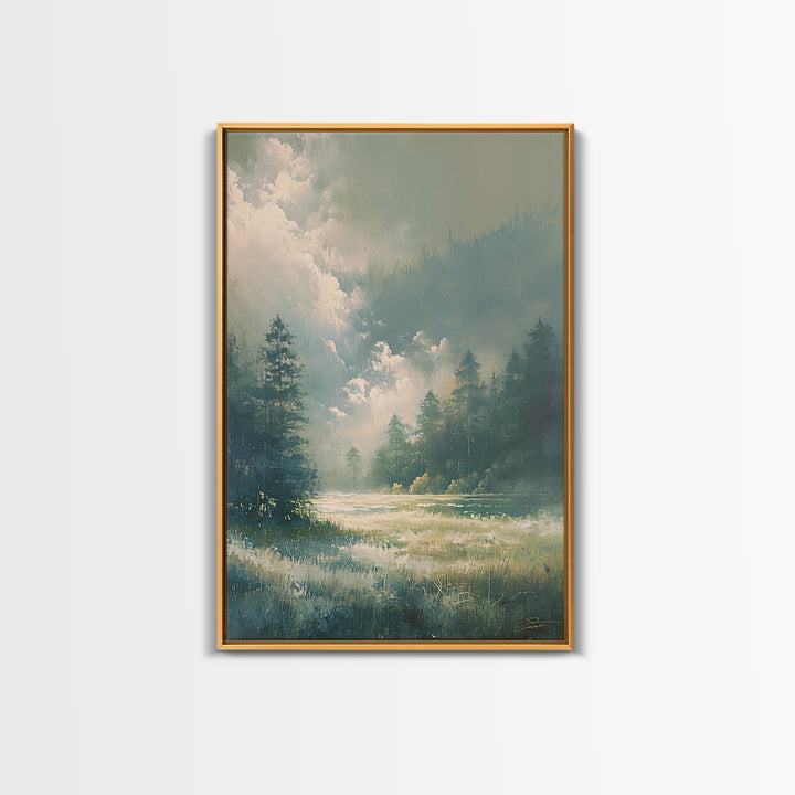 Sunlit Meadow with Loose Impressionist Brushwork Canvas Print, General Fine Art, Printable Wall Art, Living Room Decor, GEN-2x3-94