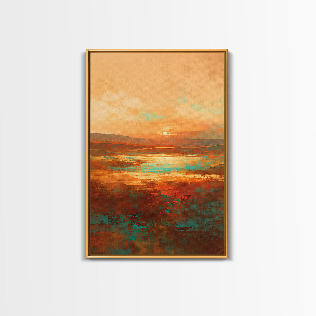 Serene Desert Horizon Framed Canvas Print, General Fine Art, Digital Wall Art, Living Room Decor, Fine Art, Neutral Decor, GEN-2x3-97