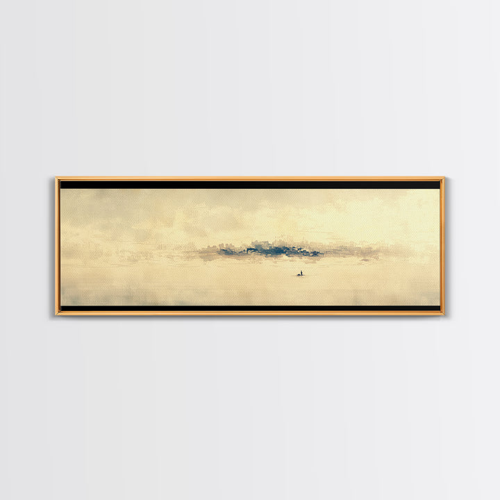 Minimal Black Line Figure on Textured Paper Canvas Print, General Fine Art, Luxury Decor, Living Room Decor, Fine Art, GEN-3x1-19