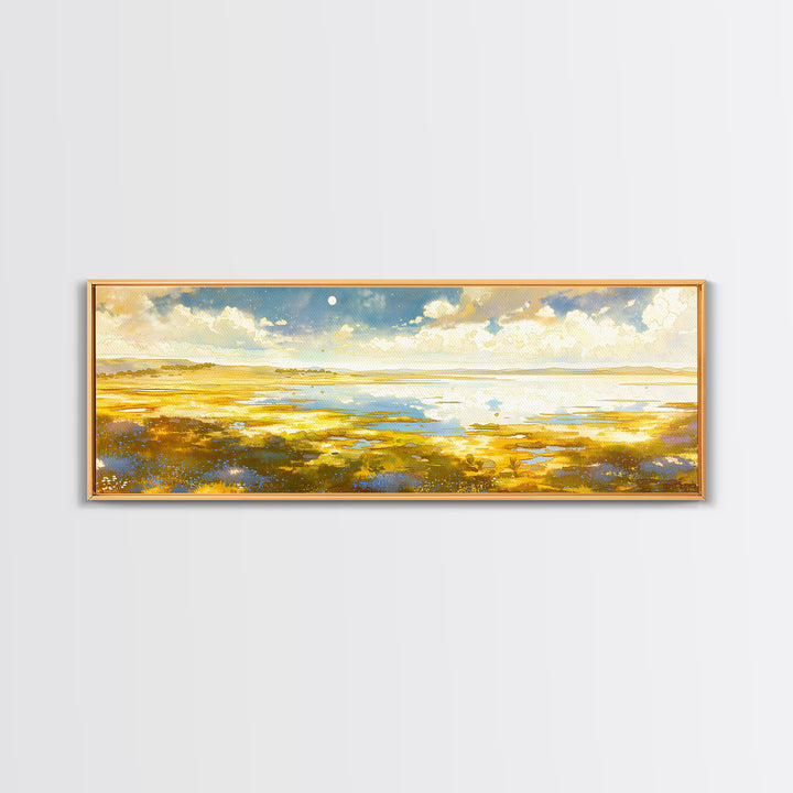 Dreamlike Moonlit Lake Canvas Print, General Fine Art, Art Deco, Living Room Decor, Fine Art, Fine Art Print, GEN-3x1-29