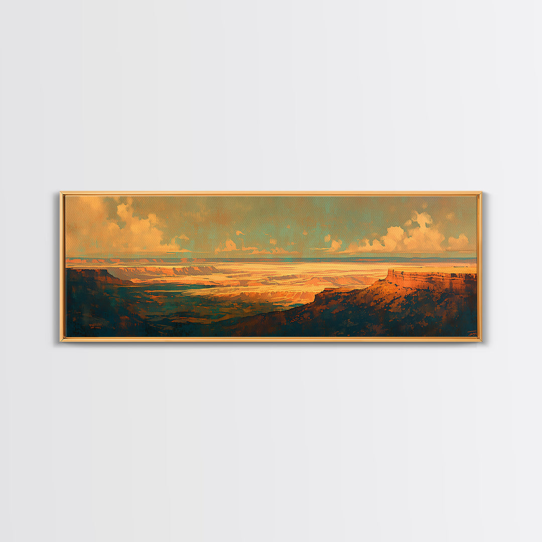 Serene Desert Horizon Canvas Print, General Fine Art, Wall Hanging, Living Room Decor, Oil Painting, Statement Artwork, GEN-3x1-33
