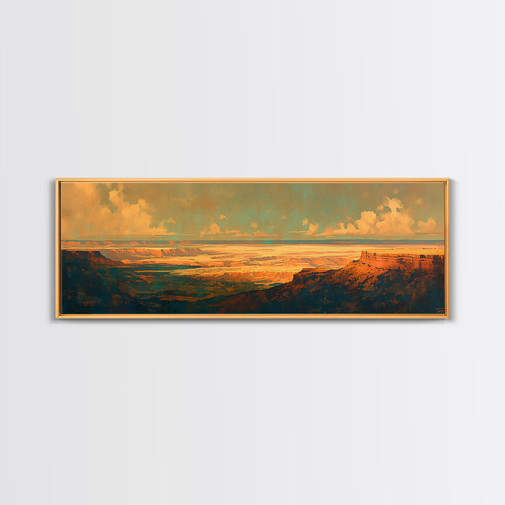 Serene Desert Horizon Canvas Print, General Fine Art, Wall Hanging, Living Room Decor, Oil Painting, Statement Artwork, GEN-3x1-33