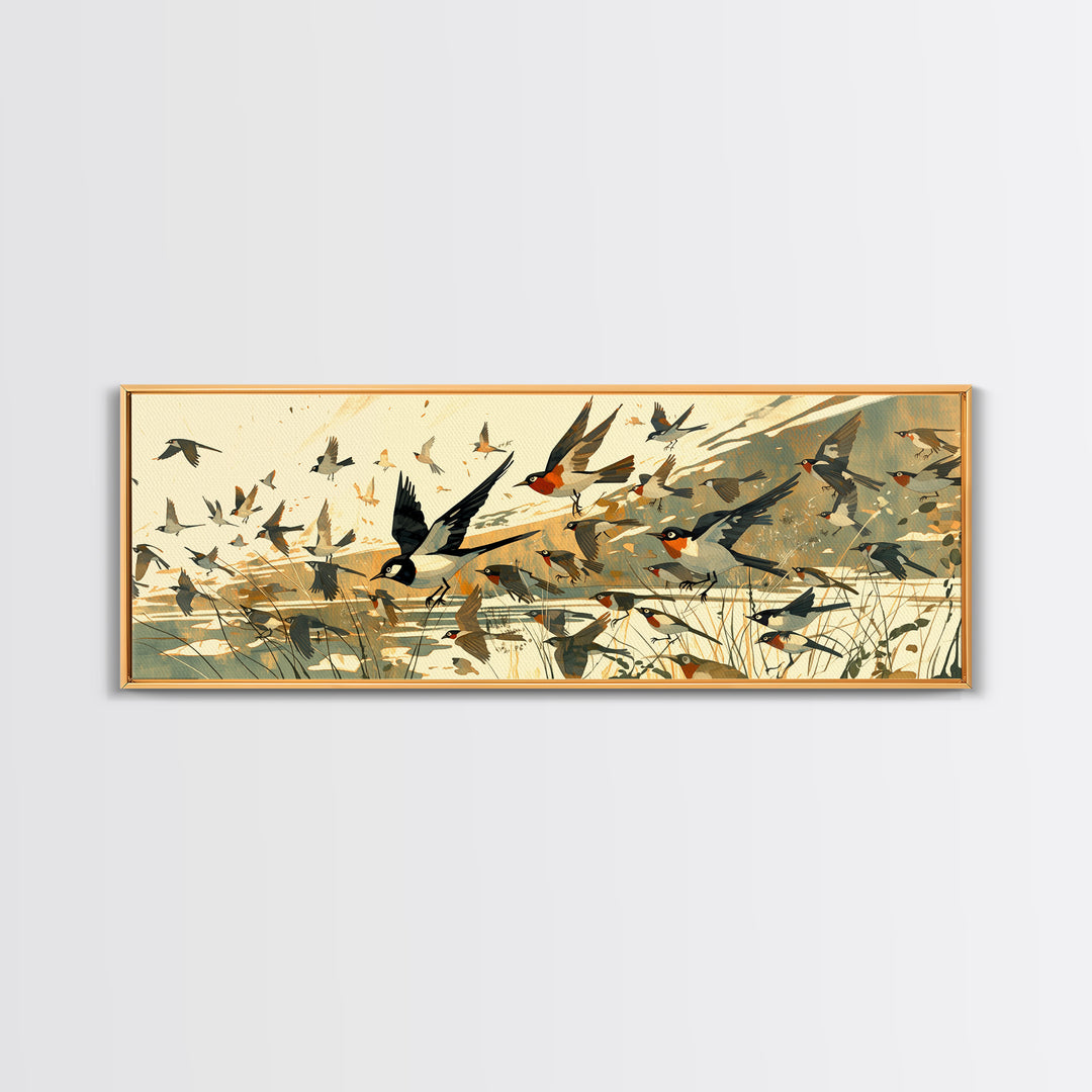 Minimal Birds in Flight over an Open Canvas Print, General Fine Art, Printable, Living Room Decor, Fine Art, GEN-3x1-38