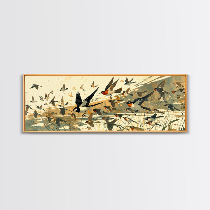 Minimal Birds in Flight over an Open Canvas Print, General Fine Art, Printable, Living Room Decor, Fine Art, GEN-3x1-38