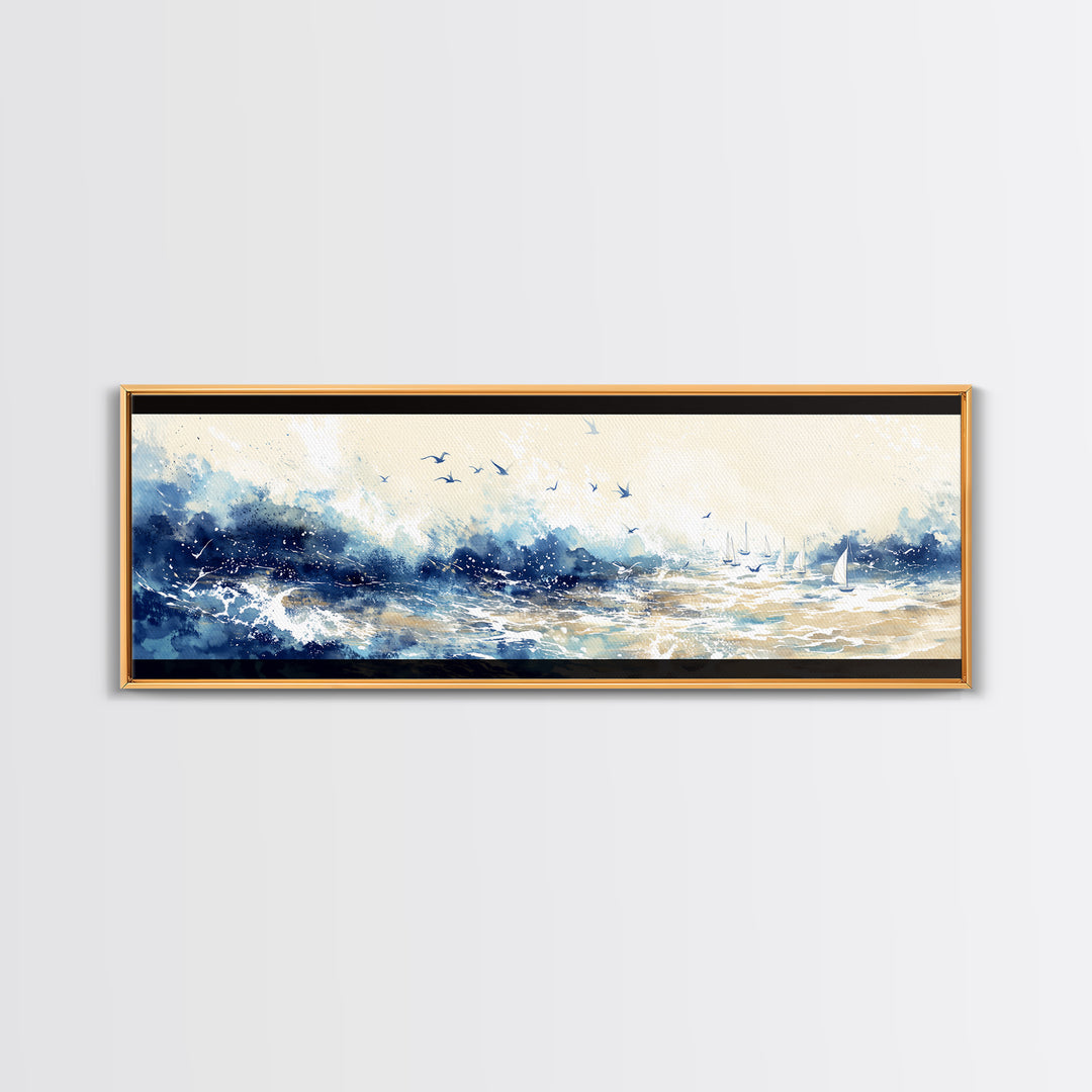 Coastal Water Study Canvas Print, General Fine Art, Framed Wall Art, Living Room Decor, Fine Art, Luxury Decor, GEN-3x1-45