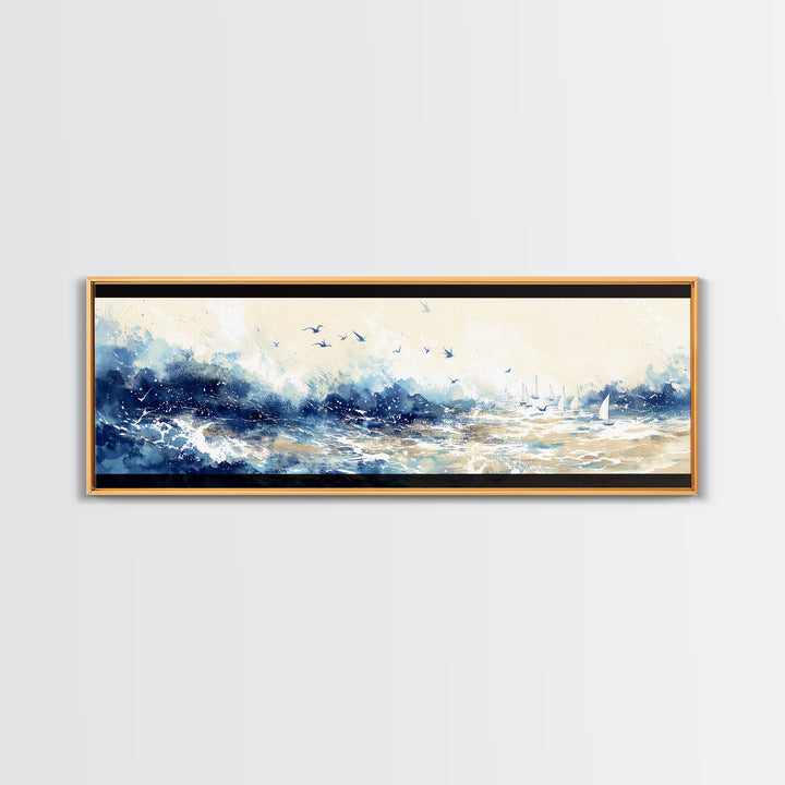 Coastal Water Study Canvas Print, General Fine Art, Framed Wall Art, Living Room Decor, Fine Art, Luxury Decor, GEN-3x1-45