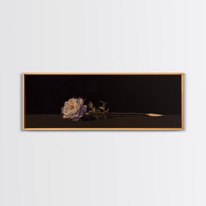 Single Sculptural Flower on a Dark Ground Canvas Print, General Fine Art, Canvas Wall Art, Living Room Decor, Fine Art, GEN-3x1-49