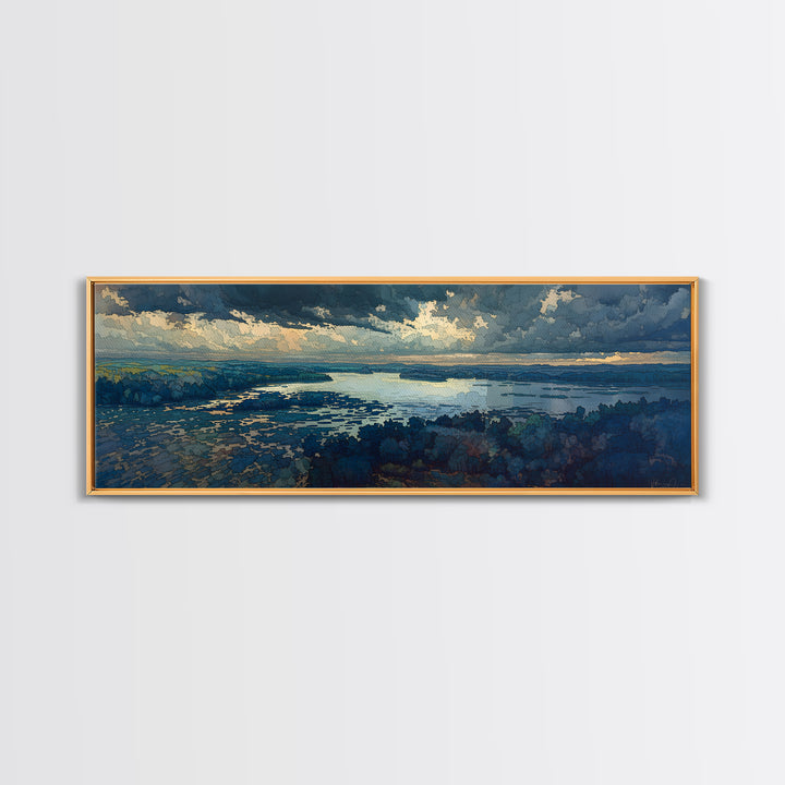 Quiet Abstract River Shape Framed Canvas Print, General Fine Art, Luxury Decor, Living Room Decor, Abstract Art, GEN-3x1-64