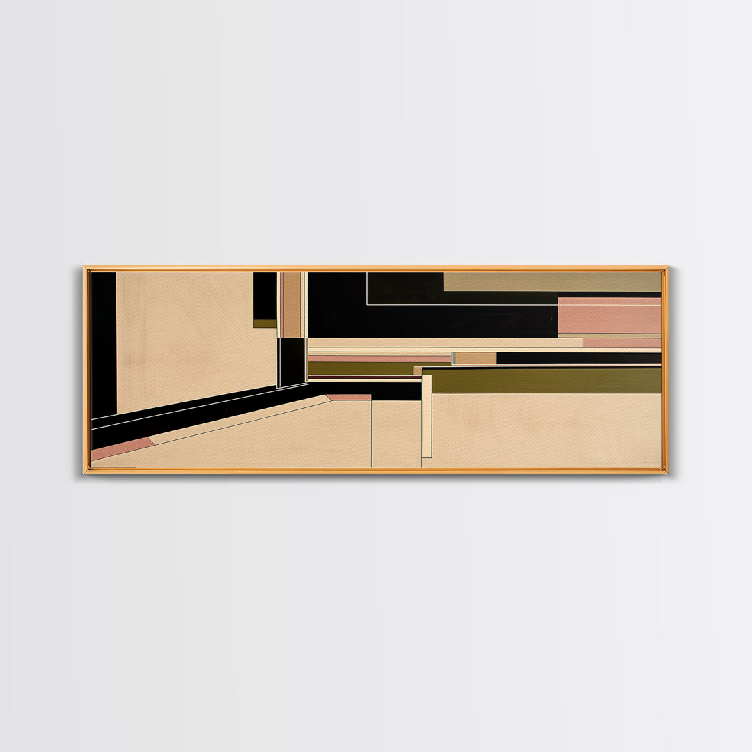 Modern Geometric Composition Framed Canvas Print, General Fine Art, Art Deco, Living Room Decor, Fine Art, Fine Art Print, GEN-3x1-74