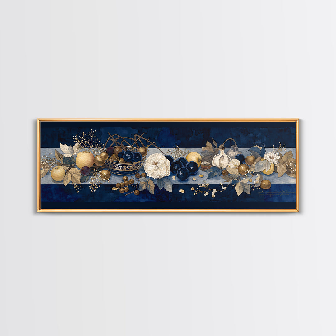 Simple Still Life of Fruit and Linen Canvas Print, General Fine Art, Art, Living Room Decor, Abstract Art, Mid Century Modern, GEN-3x1-80