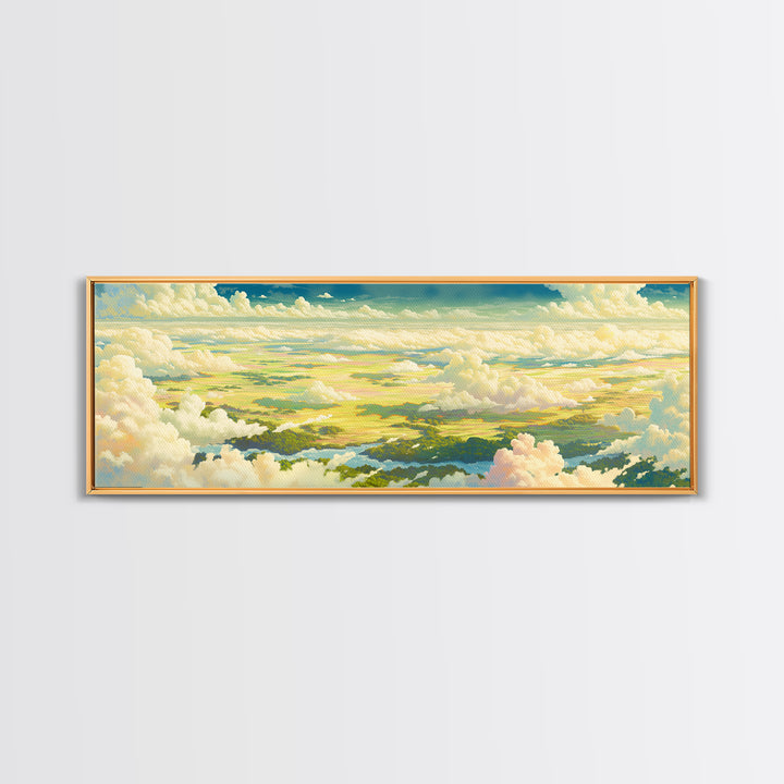 Romantic Cloudscape with Blush and Cream Tones Canvas Print, General Fine Art, Original Painting, Living Room Decor, GEN-3x1-82
