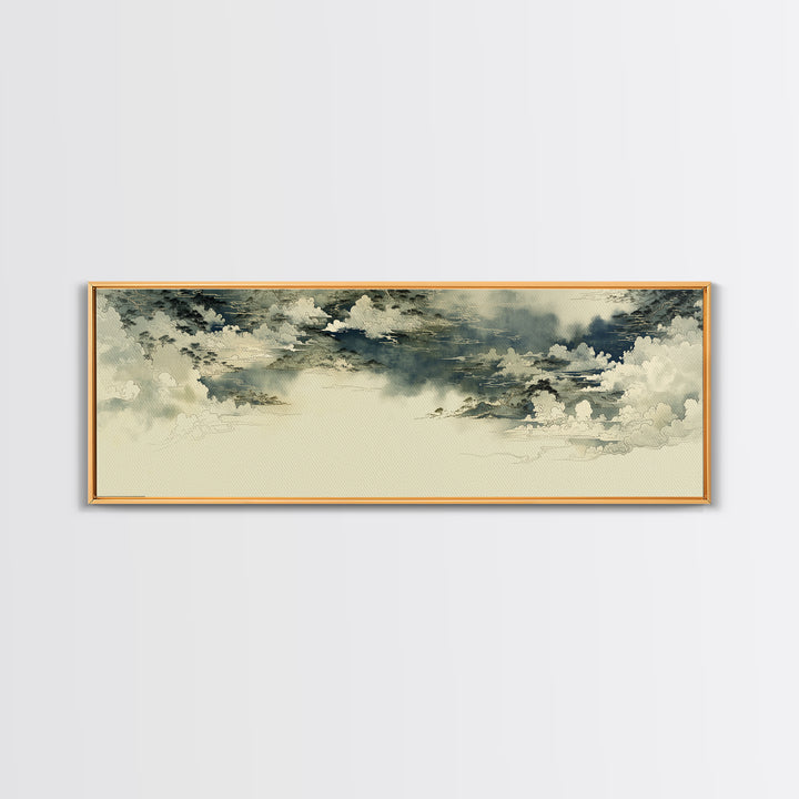 Elegant Ink Wash Landscape Framed Canvas Print, General Fine Art, Wall Decor, Living Room Decor, Fine Art, Original Painting, GEN-3x1-84