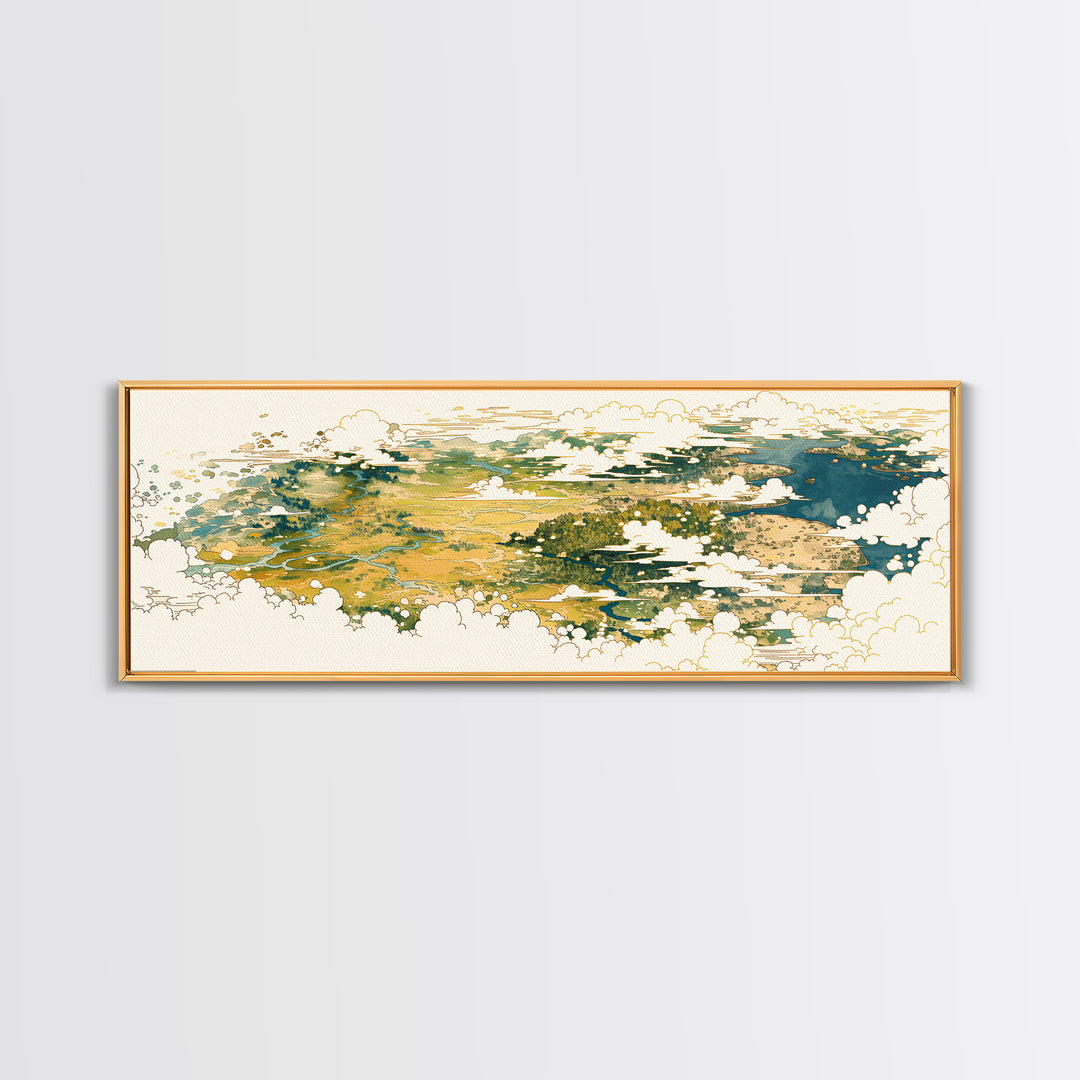 Quiet Abstract River Shape Canvas Print, General Fine Art, Wall Art, Living Room Decor, Abstract Art, Printable, GEN-3x1-88