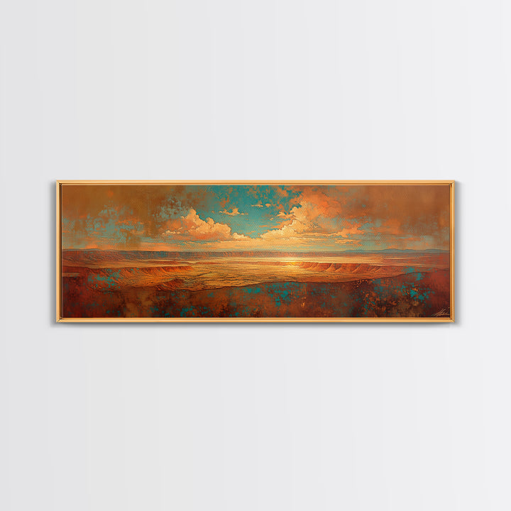 Serene Desert Horizon Framed Canvas Print, General Fine Art, Mid Century Modern, Living Room Decor, Fine Art, GEN-3x1-9