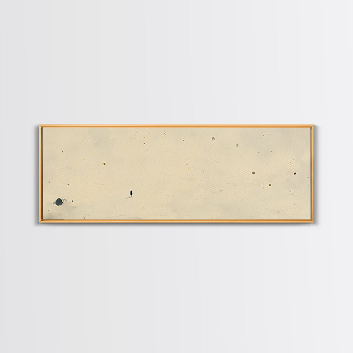 Minimal Black Line Figure on Textured Paper Canvas Print, General Fine Art, Painting, Living Room Decor, Fine Art, GEN-3x1-91