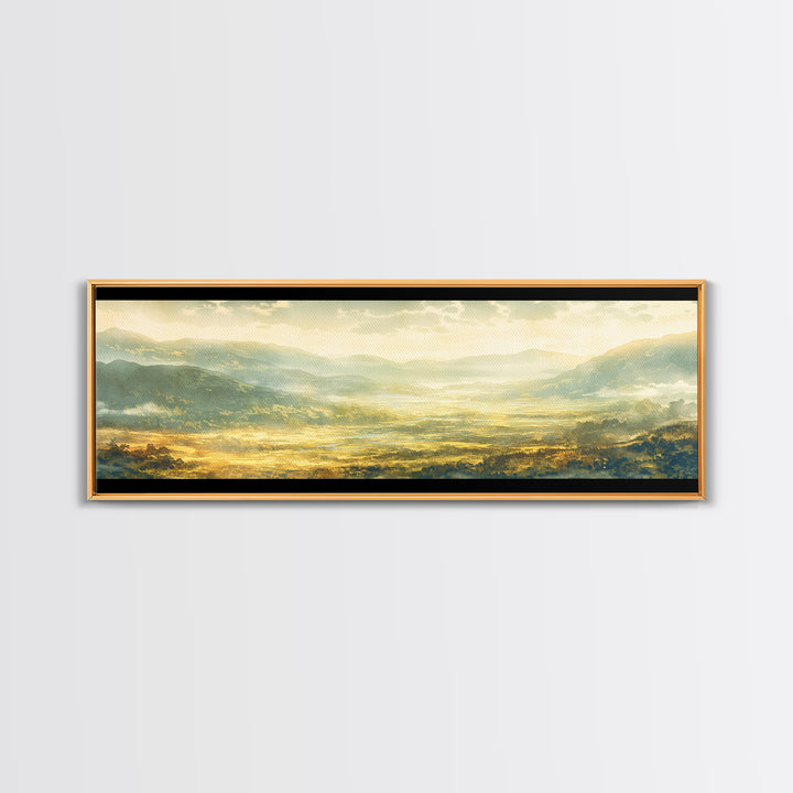 Misty Mountain Valley Canvas Print, General Fine Art, Decor, Living Room Decor, Fine Art, Digital Wall Art, Large Wall Art, GEN-3x1-92