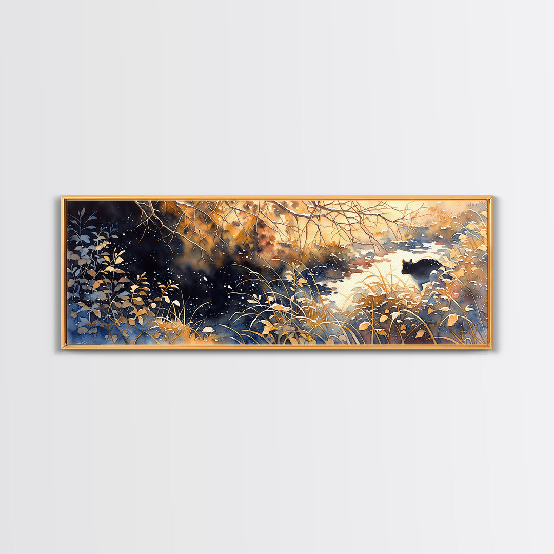 Soft Watercolor Branch Study Framed Canvas Print, General Fine Art, Digital Prints, Living Room Decor, Oil Painting, GEN-3x1-99