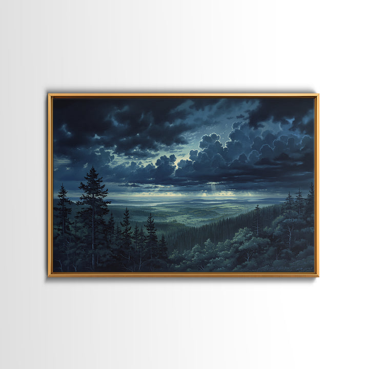 Moody Forest Clearing Canvas Print, General Fine Art, Wall Hanging, Living Room Decor, Oil Painting, Statement Artwork, GEN-3x2-12