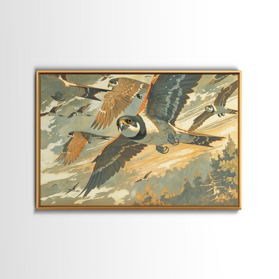Minimal Birds in Flight over an Open Canvas Print, General Fine Art, Wall Art Prints, Living Room Decor, Watercolor Art, GEN-3x2-26