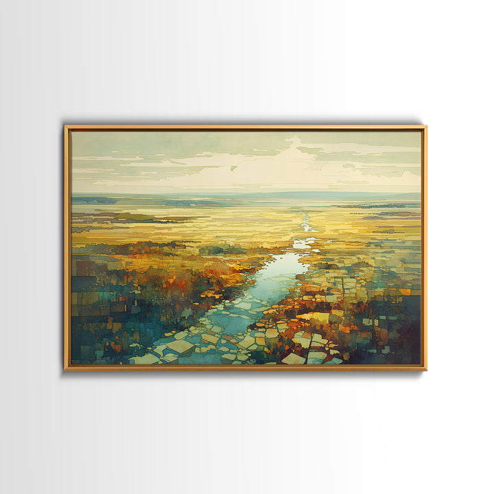 Quiet Abstract River Shape Canvas Print, General Fine Art, Canvas, Living Room Decor, Abstract Art, Canvas Art, GEN-3x2-4