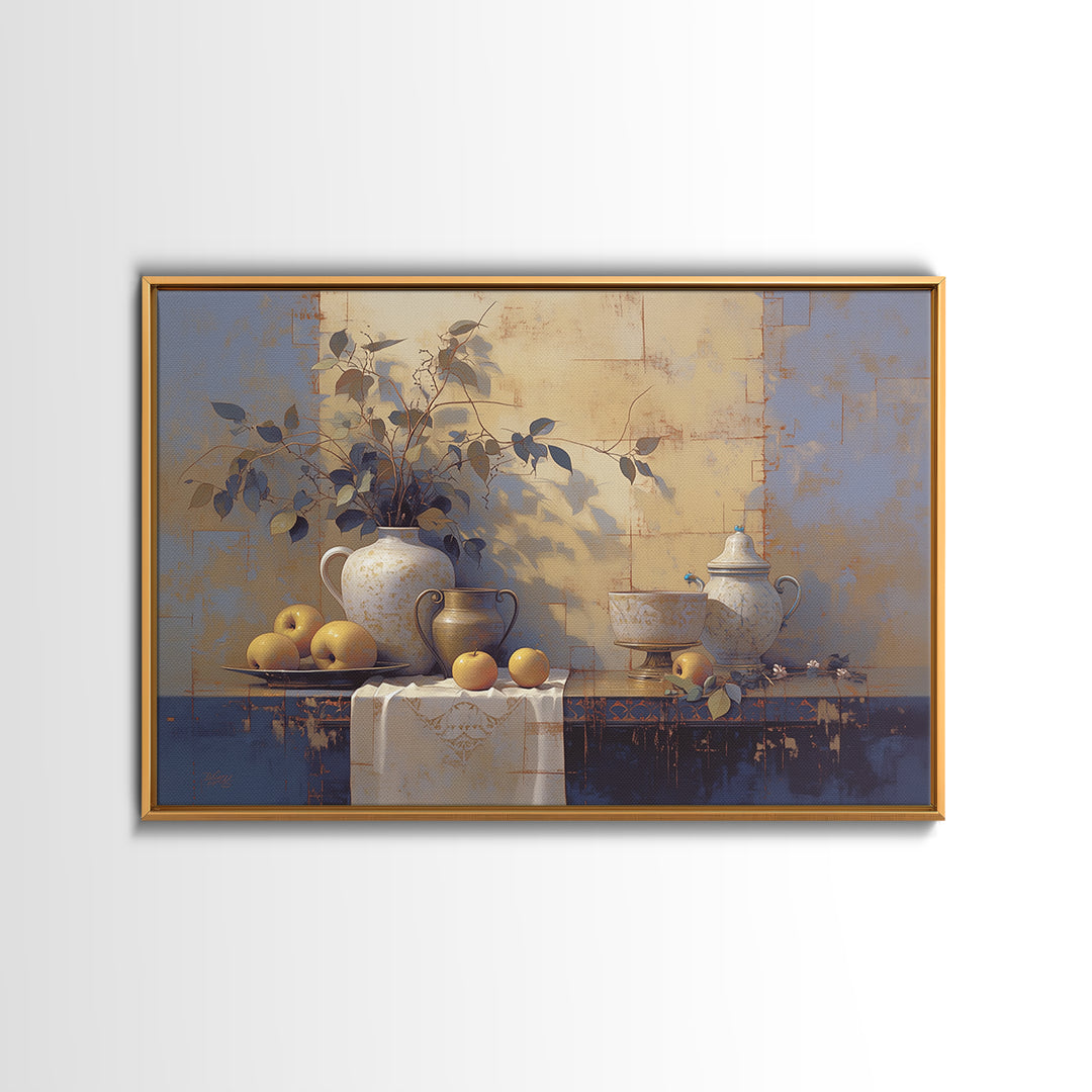 Simple Still Life of Fruit and Linen Canvas Print, General Fine Art, Digital Print, Living Room Decor, Abstract Art, GEN-3x2-44