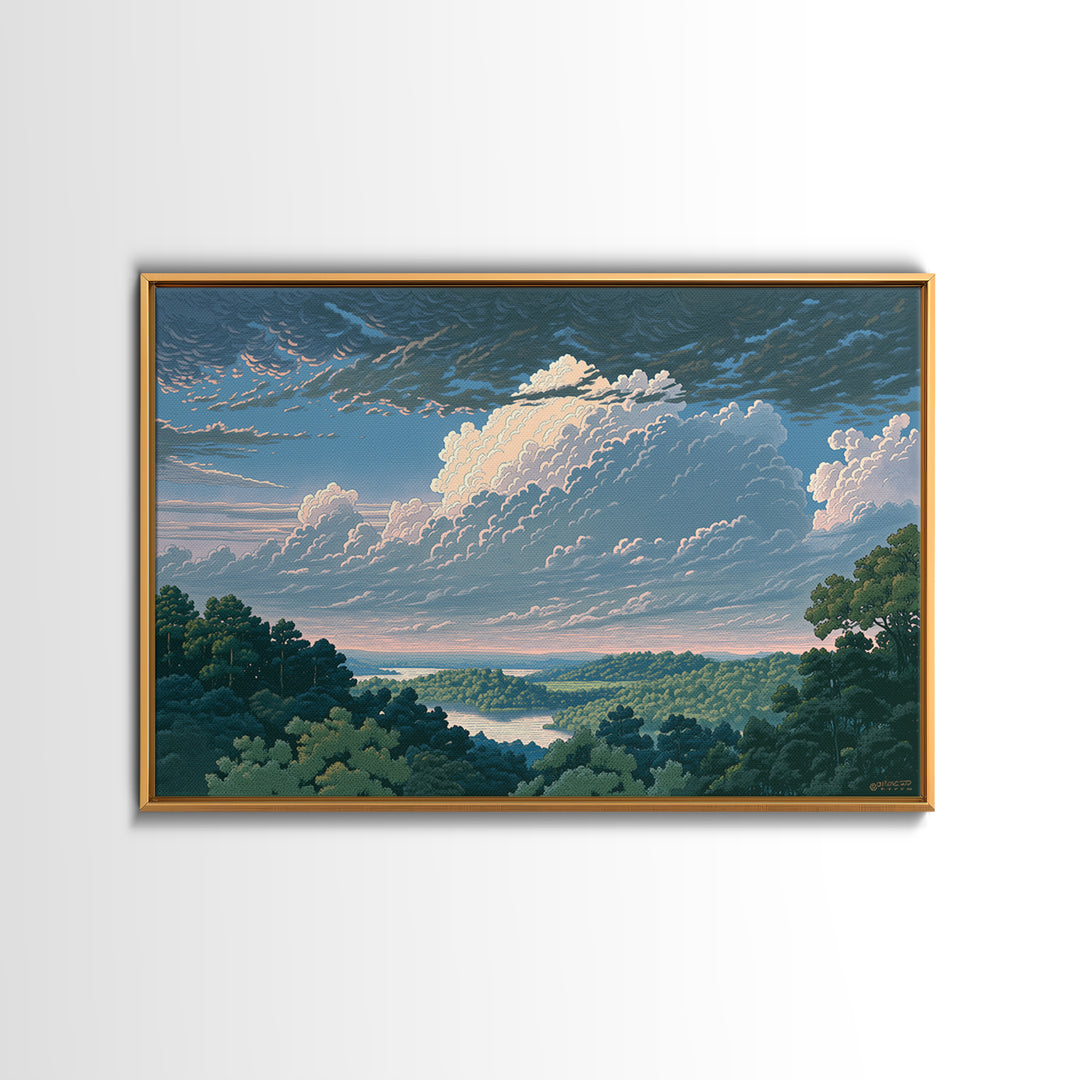 Romantic Cloudscape with Blush and Cream Tones Canvas Print, General Fine Art, Large Wall Art, Living Room Decor, GEN-3x2-46