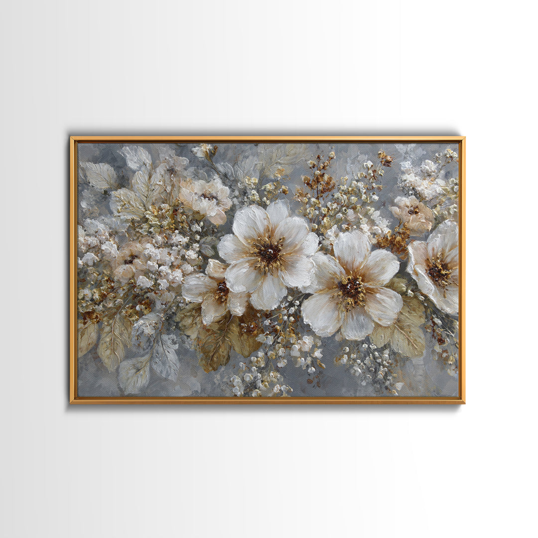 Botanical Silhouette Series Canvas Print, General Fine Art, Neutral Decor, Living Room Decor, Oil Painting, Home Decor, GEN-3x2-49