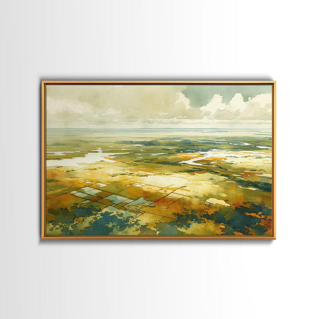 Quiet Abstract Landscape Framed Canvas Print, General Fine Art, Abstract Art, Living Room Decor, Oil Painting, GEN-3x2-5