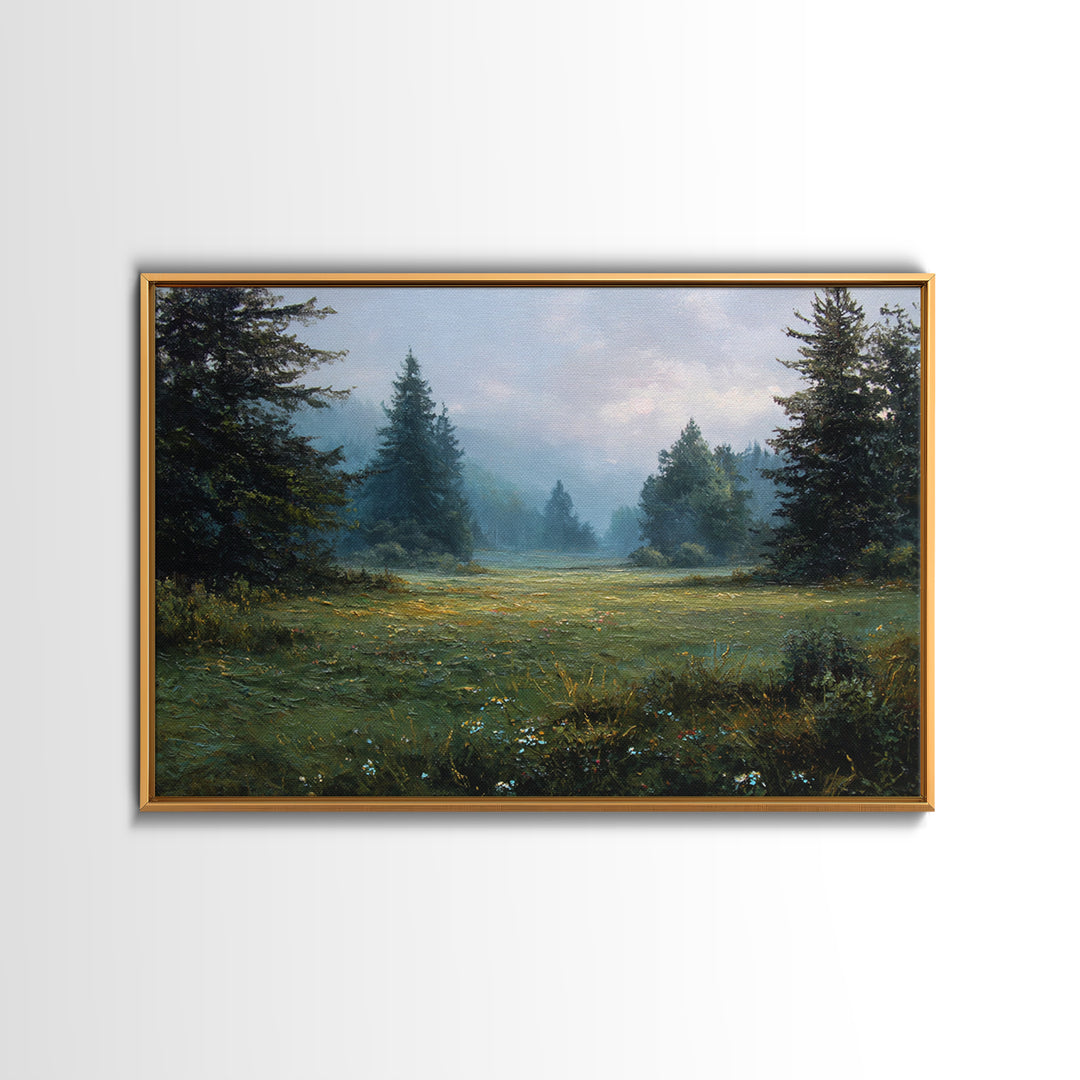 Sunlit Meadow with Loose Impressionist Brushwork Canvas Print, General Fine Art, Digital Wall Art, Living Room Decor, Fine Art, GEN-3x2-66