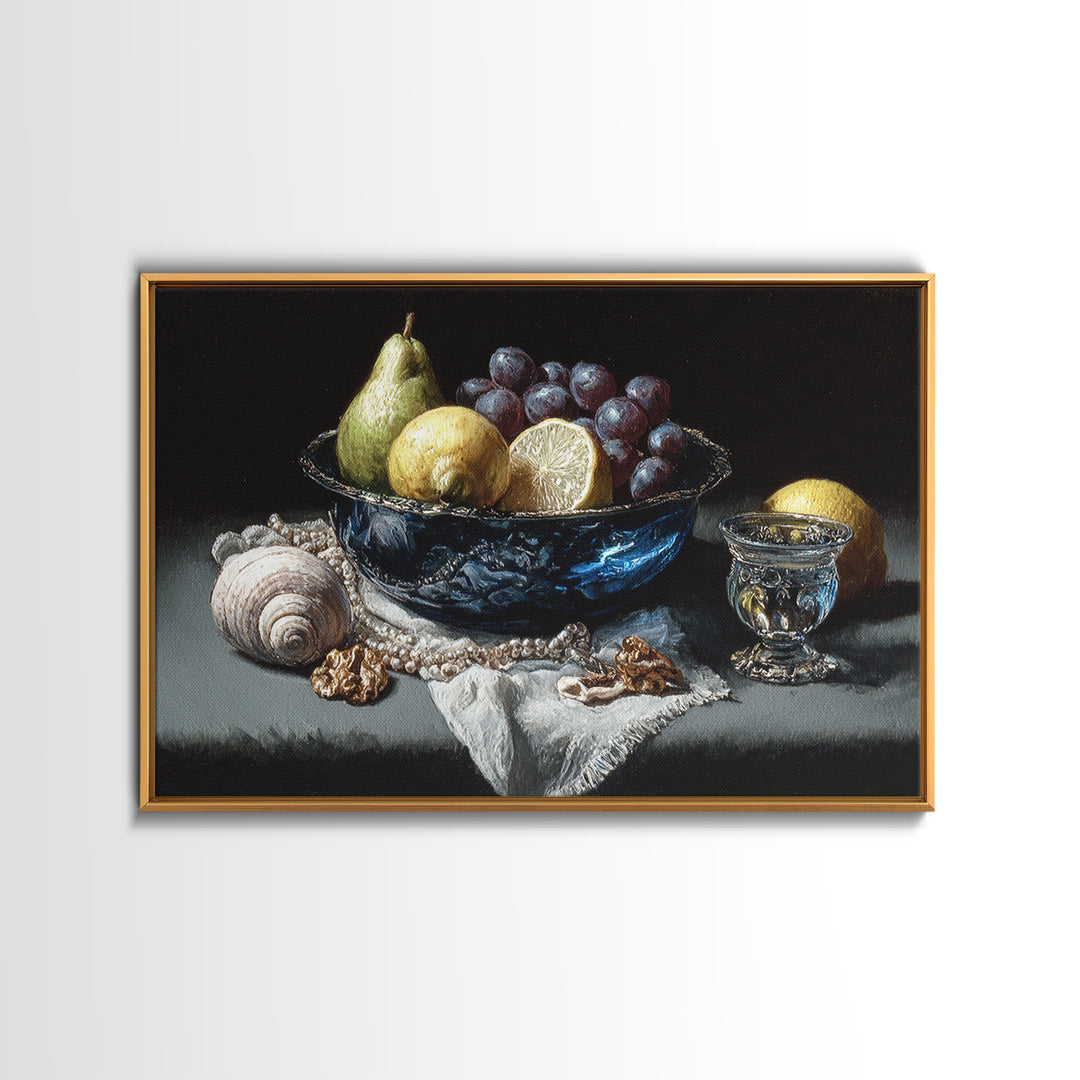 Simple Still Life of Fruit and Linen Canvas Print, General Fine Art, Minimalist Decor, Living Room Decor, Fine Art, GEN-3x2-68