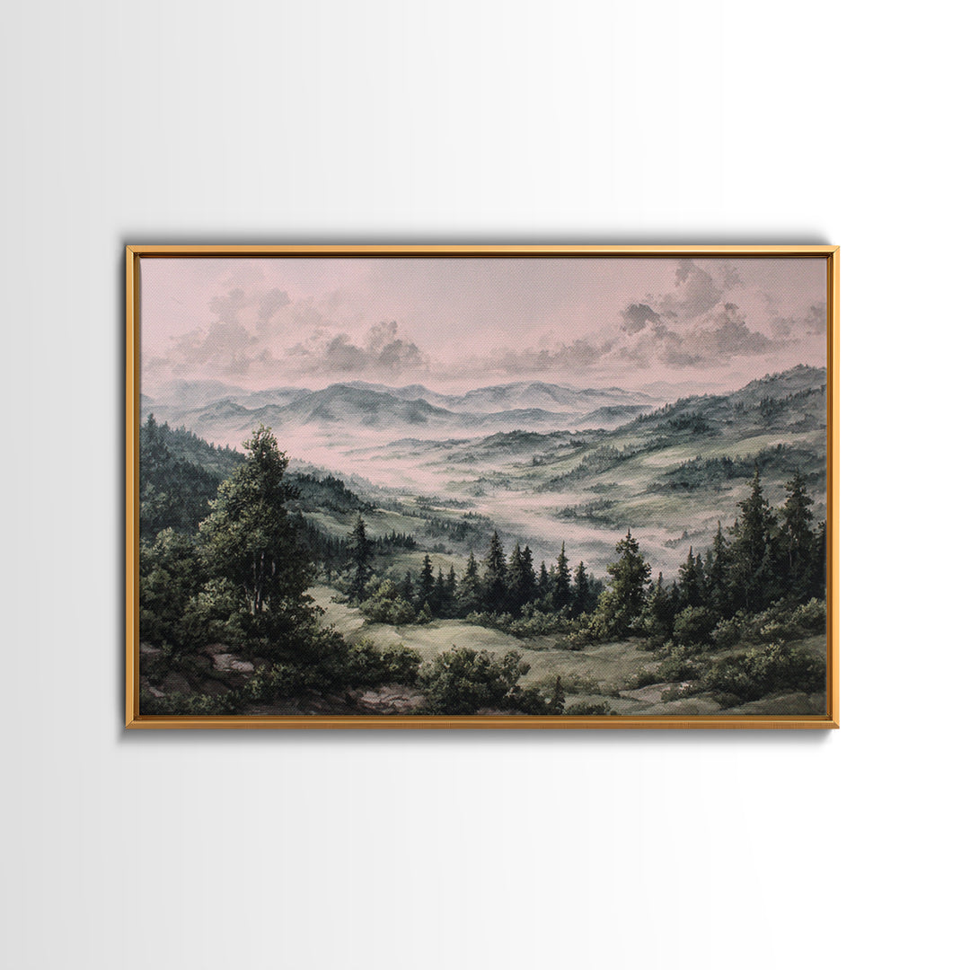 Elegant Ink Wash Landscape Canvas Print, General Fine Art, Contemporary Art, Living Room Decor, Fine Art, Digital Art, GEN-3x2-72