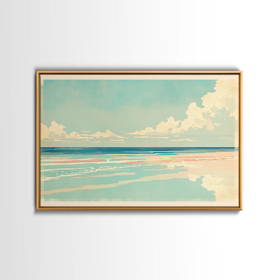 Coastal Water Study Framed Canvas Print, General Fine Art, Wall Hanging, Living Room Decor, Fine Art, Statement Artwork, GEN-3x2-9