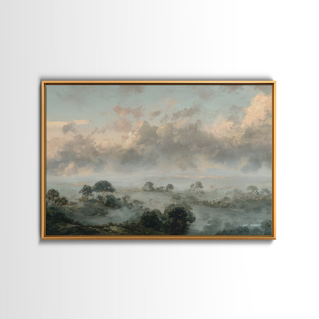Romantic Cloudscape with Blush and Cream Tones Canvas Print, General Fine Art, Canvas Wall Art, Living Room Decor, Abstract Art, GEN-3x2-94