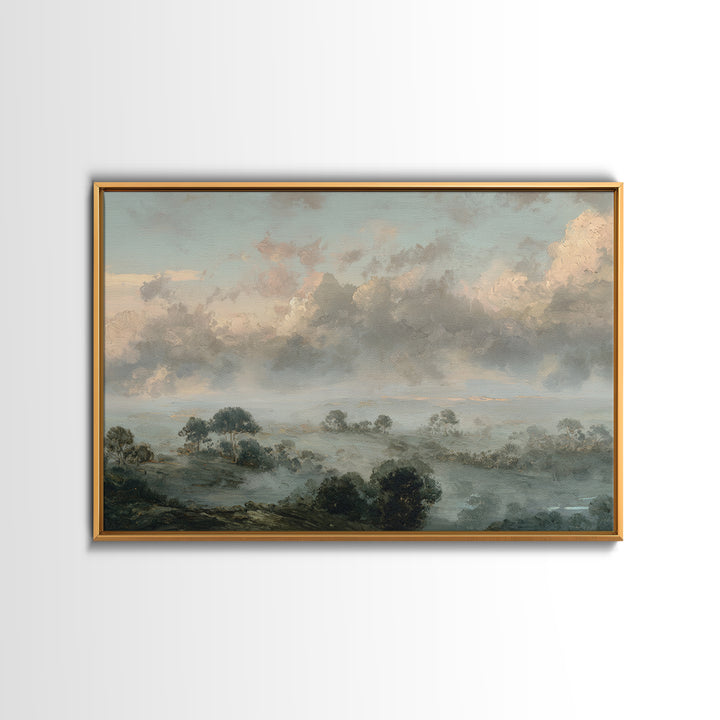 Romantic Cloudscape with Blush and Cream Tones Canvas Print, General Fine Art, Canvas Wall Art, Living Room Decor, Abstract Art, GEN-3x2-94