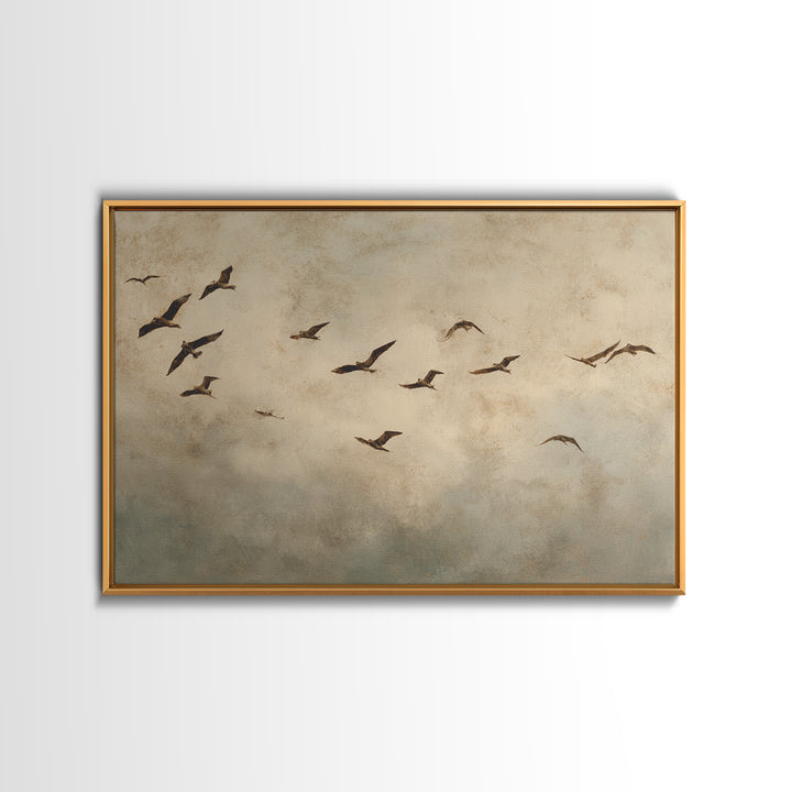 Minimal Birds in Flight over an Open Canvas Print, General Fine Art, Abstract Art, Living Room Decor, Fine Art, GEN-3x2-98