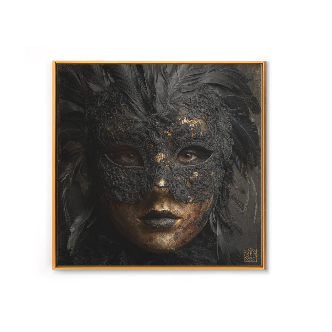 Phantom Ballroom Mask Framed Canvas Print, Gothic Art, Gothic Wallpaper, Living Room Decor, Watercolor Art, Gothic, GOT-1x1-24