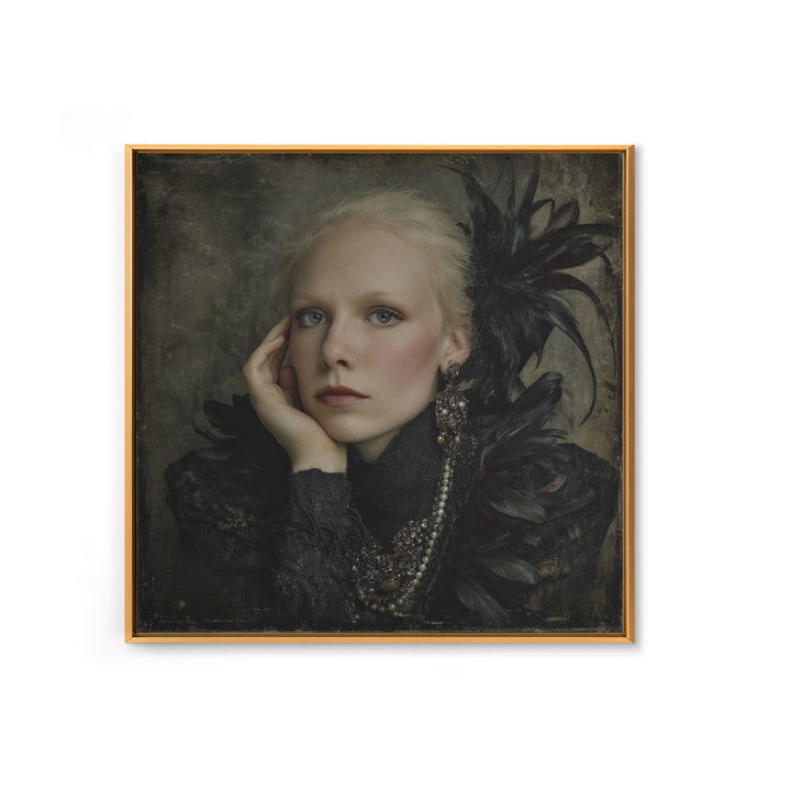 Vampire Inspired Portrait with Pale Skin and Framed Canvas Print, Gothic Art, Gothic Wall Decor, Living Room Decor, Gothic, GOT-1x1-34