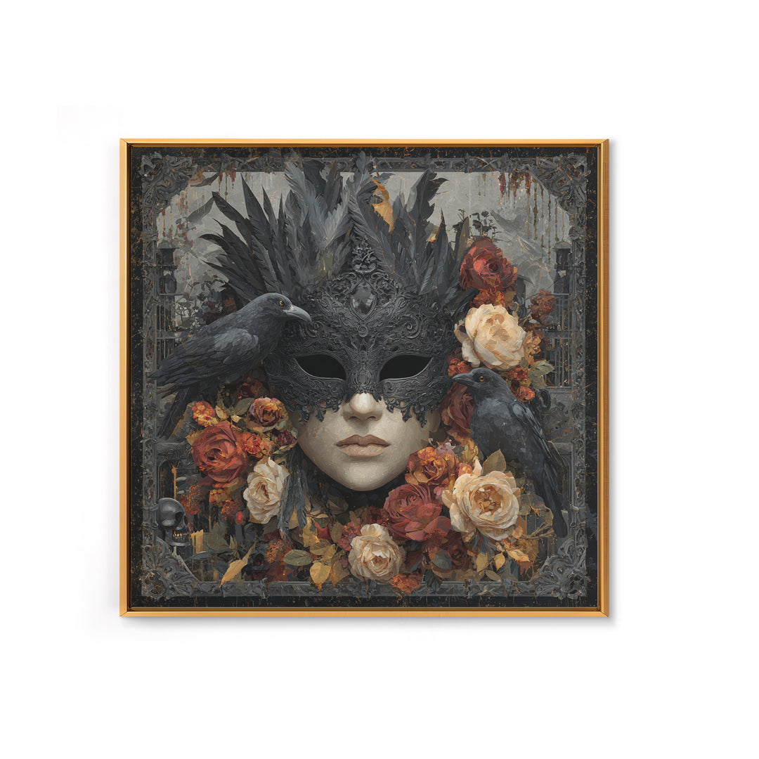 Phantom Ballroom Mask Framed Canvas Print, Gothic Art, Poster, Living Room Decor, Fine Art, Gothic, Witchy Decor, Printable Art, GOT-1x1-48
