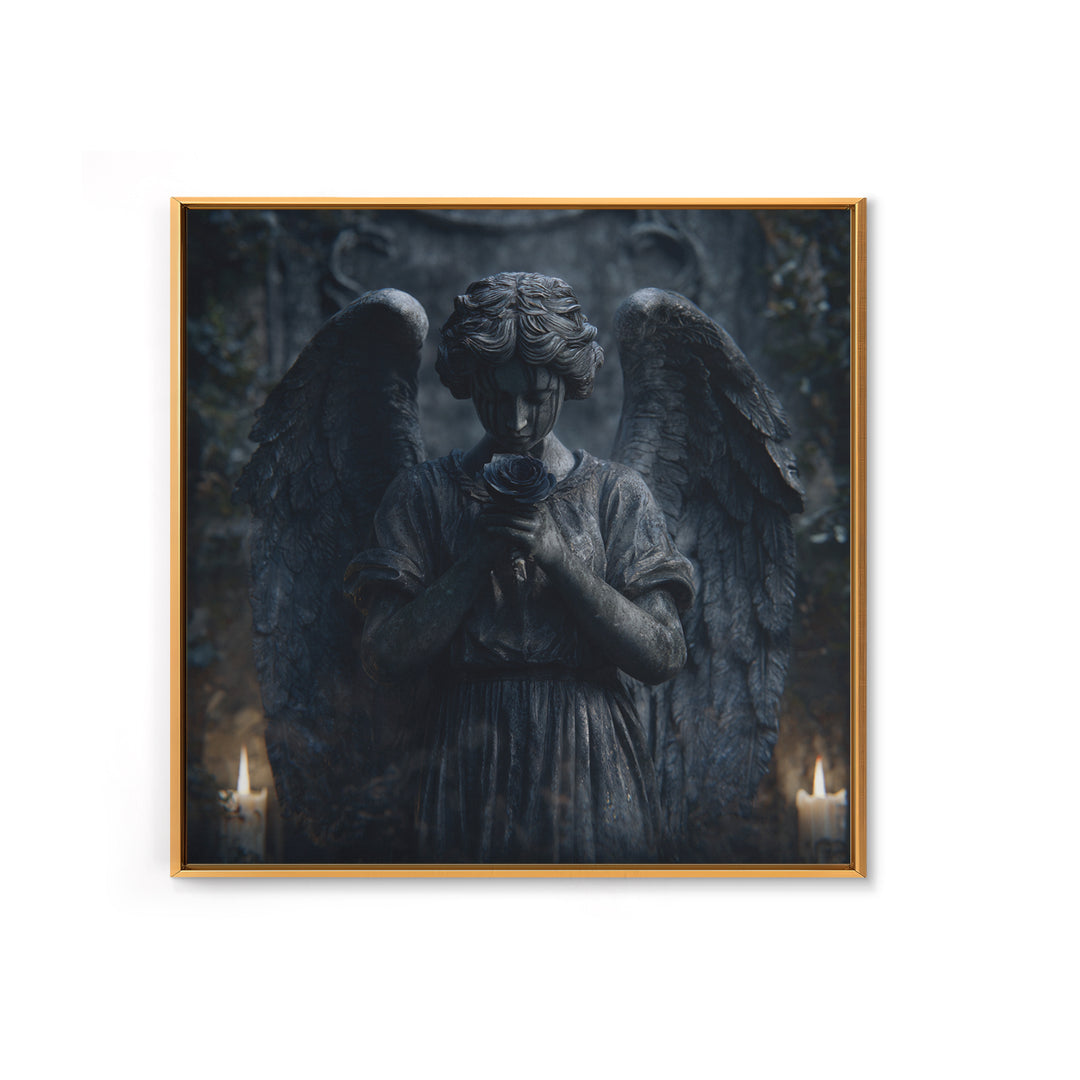 Weeping Angel Statue Framed Canvas Print, Gothic Art, Gothic Decor, Living Room Decor, Fine Art, Gothic, Canvas Painting, GOT-1x1-56