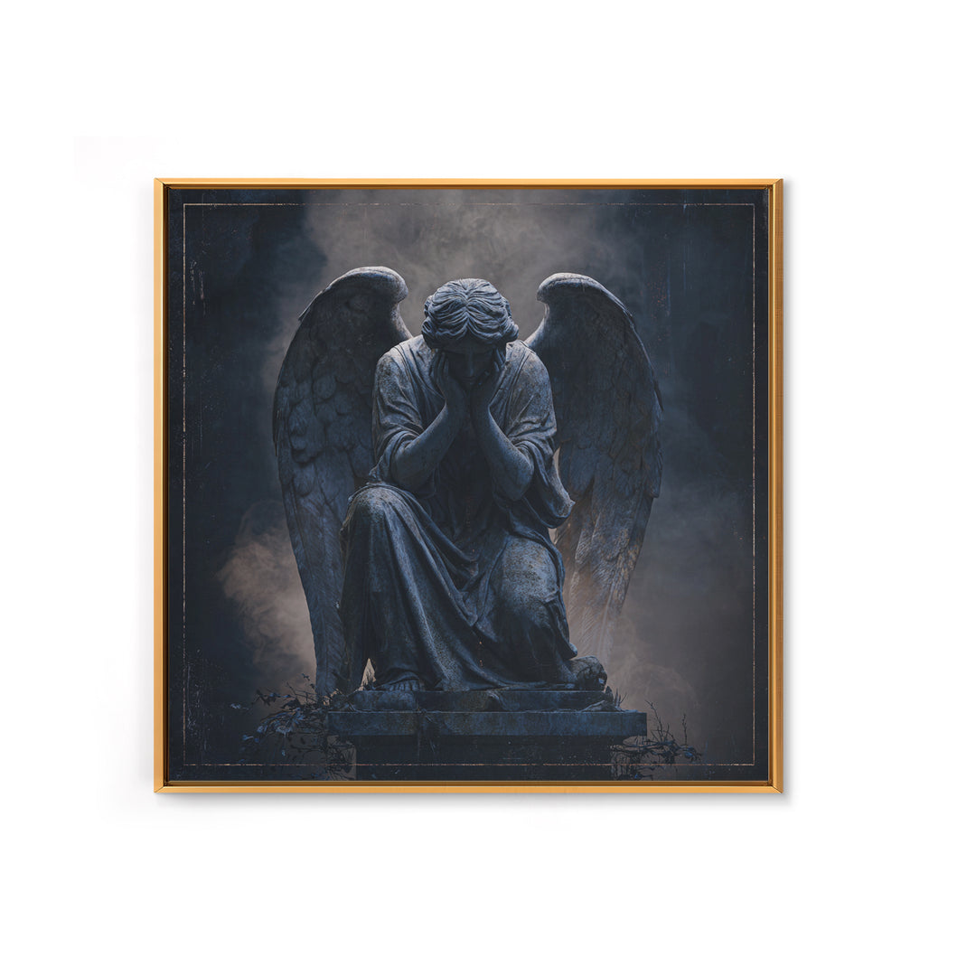 Weeping Angel Statue Framed Canvas Print, Gothic Art, Printable Wall Art, Living Room Decor, Fine Art, Gothic, Halloween Art, GOT-1x1-8