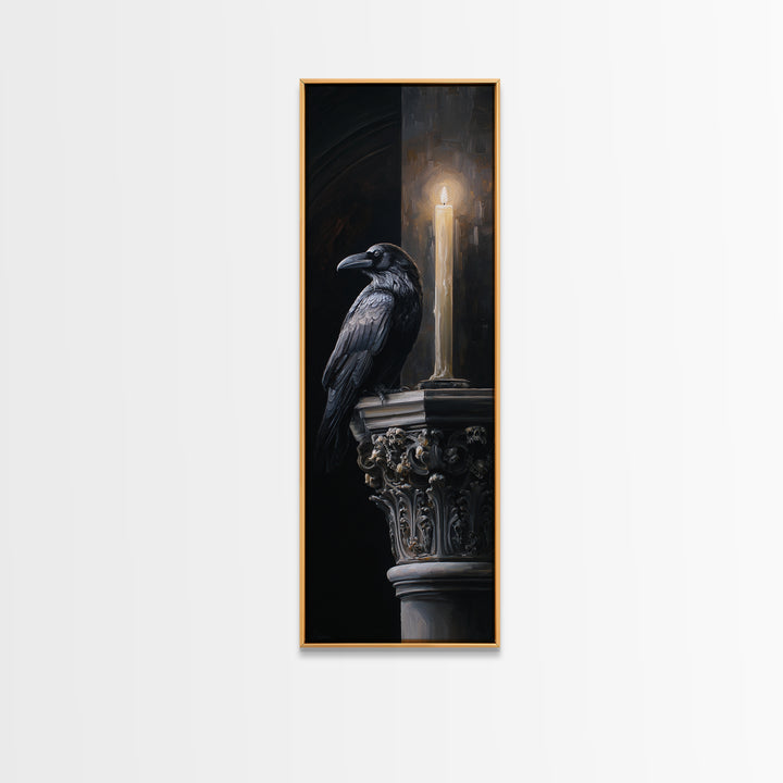 Raven on a Cathedral Gargoyle Canvas Print, Gothic Art, Fine Art Print, Living Room Decor, Fine Art, Gothic, Halloween Decor, GOT-1x3-13