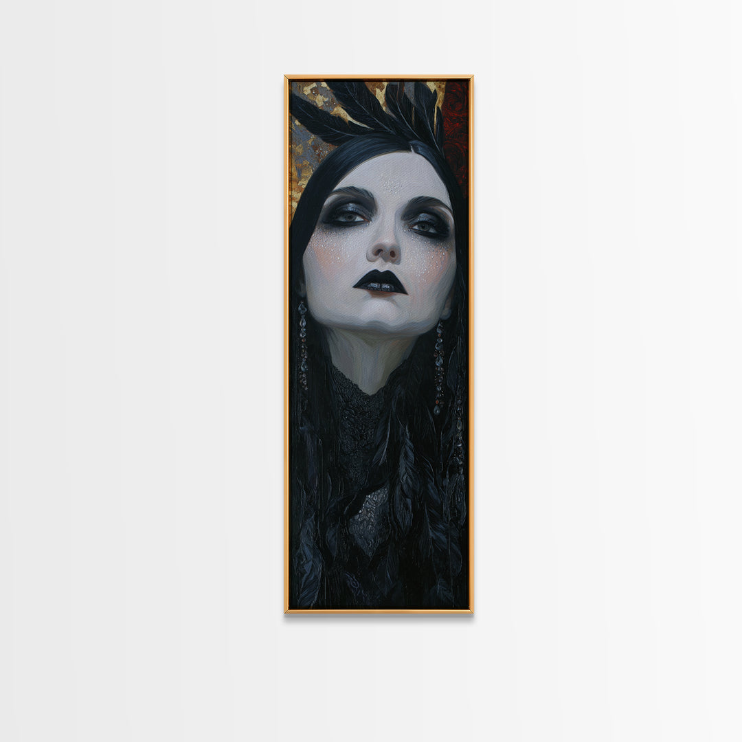 Vampire Inspired Portrait with Pale Skin and Canvas Print, Gothic Art, Canvas Painting, Living Room Decor, Fine Art, Gothic, GOT-1x3-22