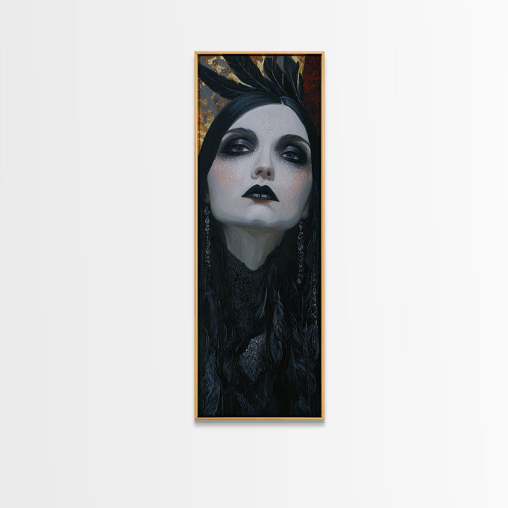 Vampire Inspired Portrait with Pale Skin and Canvas Print, Gothic Art, Canvas Painting, Living Room Decor, Fine Art, Gothic, GOT-1x3-22