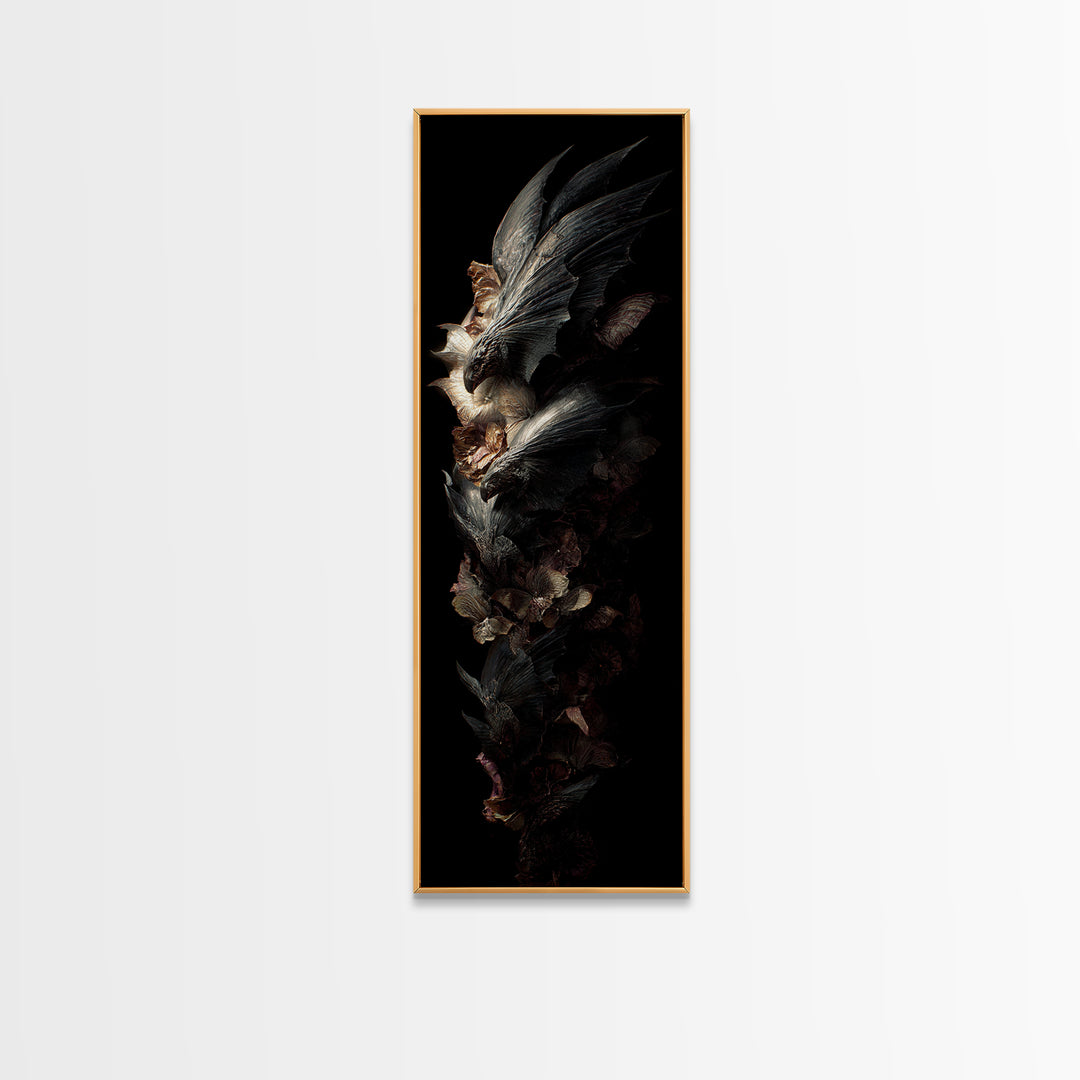 Bat Wings Forming a Dark Ornamental Pattern Canvas Print, Gothic Art, Printable Wall Art, Living Room Decor, Fine Art, Gothic, GOT-1x3-43