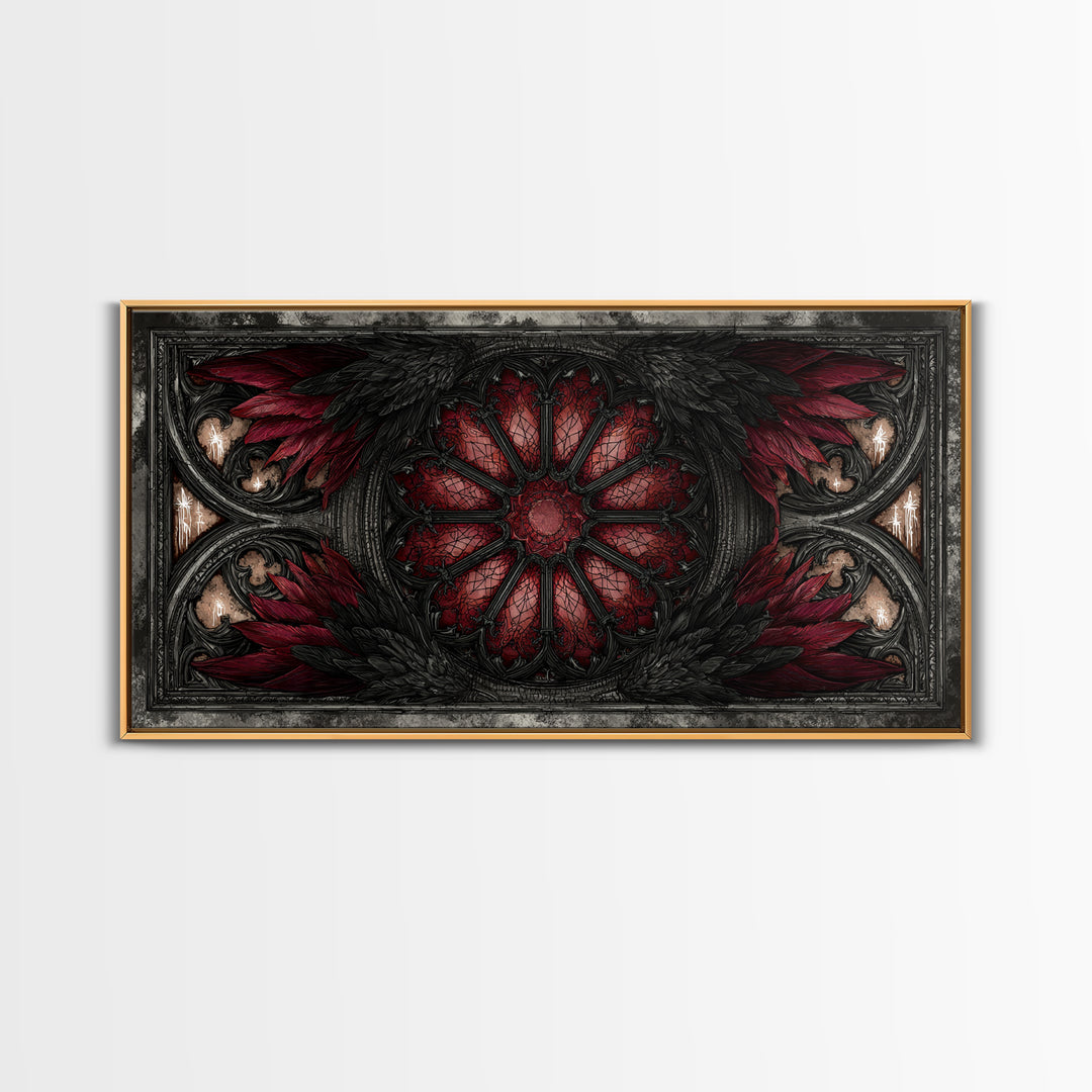 Gothic Cathedral Window Canvas Print, Gothic Art, Statement Artwork, Living Room Decor, Fine Art, Gothic, Art Prints, GOT-2x1-22
