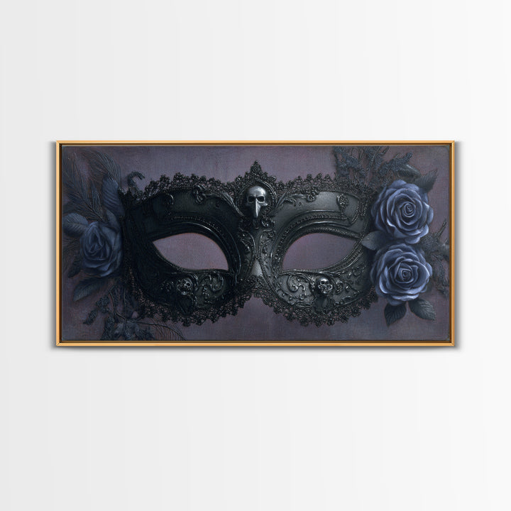 Phantom Ballroom Mask Canvas Print, Gothic Art, Textured Painting, Living Room Decor, Abstract Art, Gothic, Original Painting, GOT-2x1-44