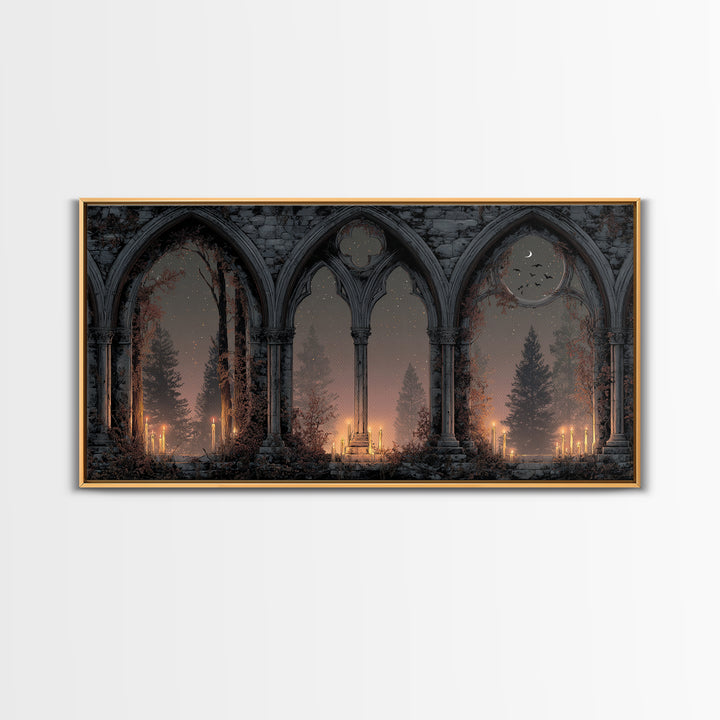 Gothic Archway Filled Framed Canvas Print, Gothic Art, Gothic Home Decor, Living Room Decor, Gothic, Gothic Wall Decor, GOT-2x1-55